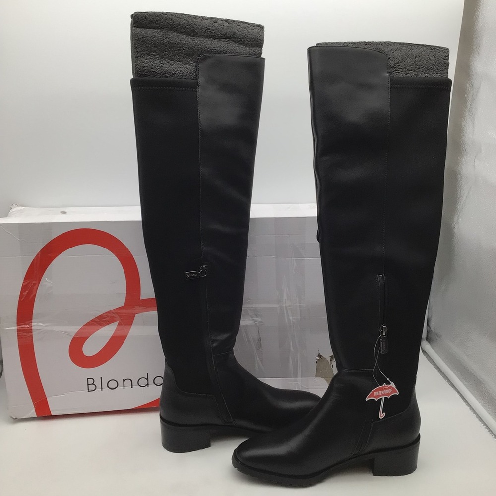 Blondo Sierra Waterproof Leather Black Knee‎ High Boots Women' Size 7.5 NEW